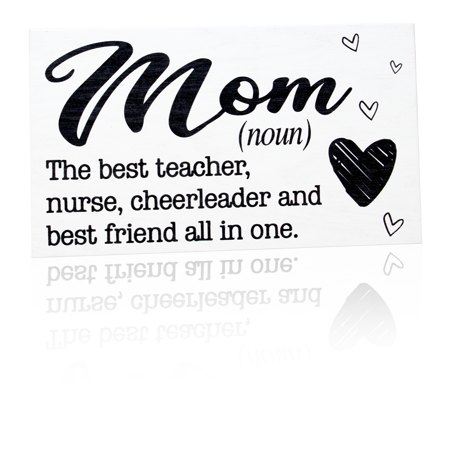 JennyGems Mom Sign - Mom The Best Teacher, Nurse, Cheerleader, and Best Friend All In One - Presents for Mom - Mom Gifts From Daughter, Mother's Day Gift for Mom, Real Wood