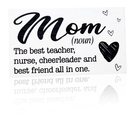 JennyGems Mom Sign - Mom The Best Teacher, Nurse, Cheerleader, and Best Friend All In One - Presents for Mom - Mom Gifts From Daughter, Mother's Day Gift for Mom, Real Wood