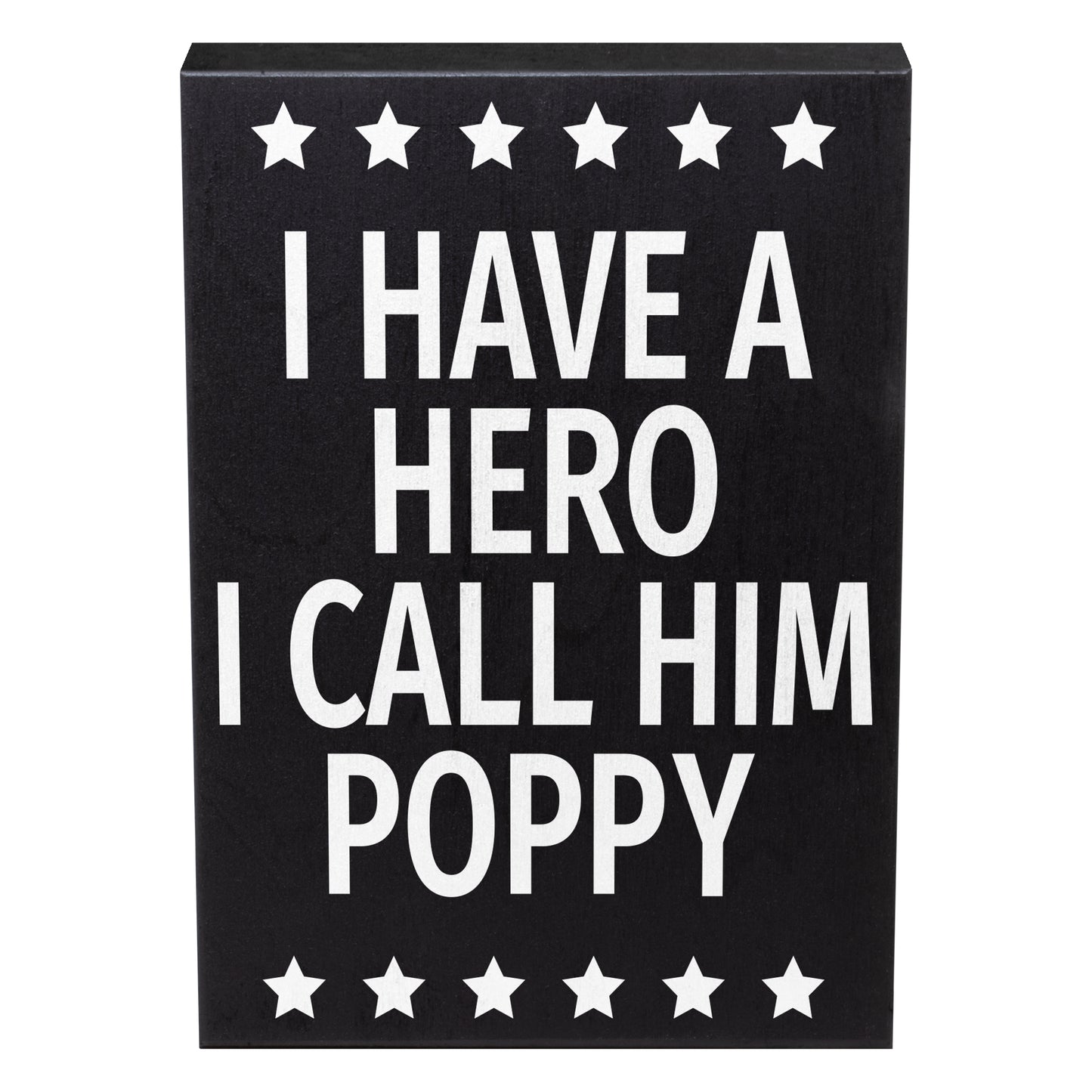 JennyGems Poppy Gifts from Grandson Granddaughter, Gifts for Poppy, I Have A Hero I Call Him Poppy Wood Sign, Poppy Christmas Presents