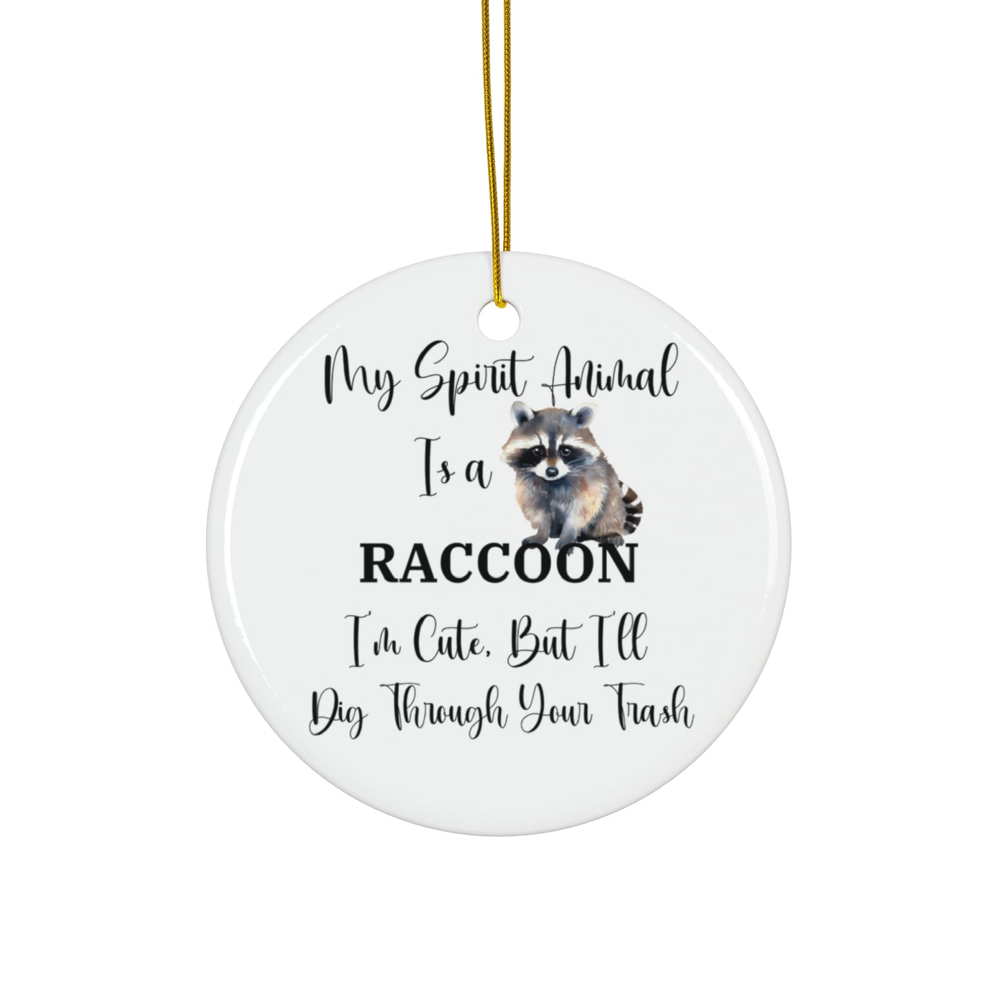 Raccoon Spirit Animal, Cute but Mischievous Holiday Decor, Animal Lover Gift, Quirky Xmas Decoration, Unique Tree Ornament