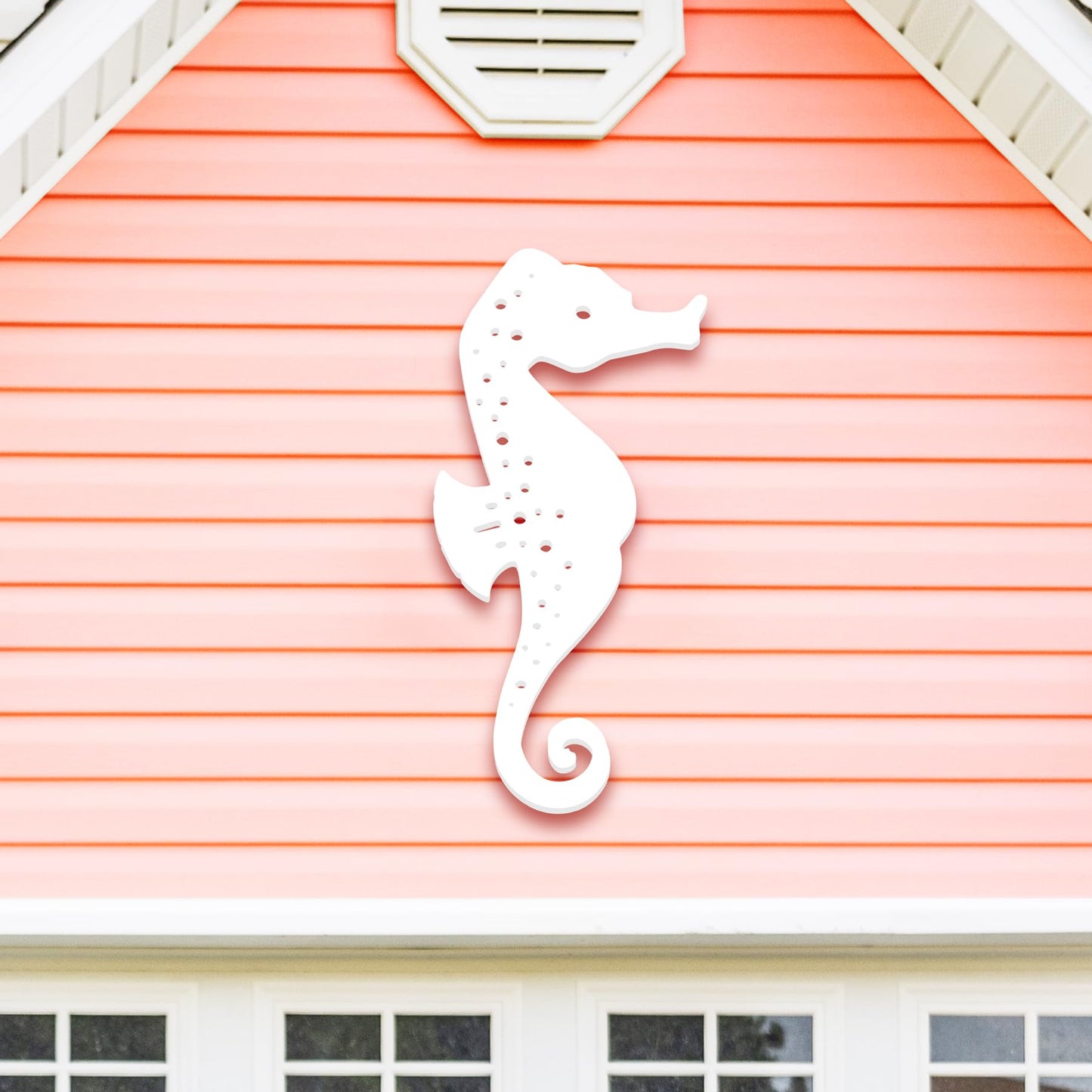 Outdoor Seahorse Wall Art – Coastal Beach House Nautical Sign – Weatherproof PVC Seahorse Decoration – Ocean Themed Marine Art