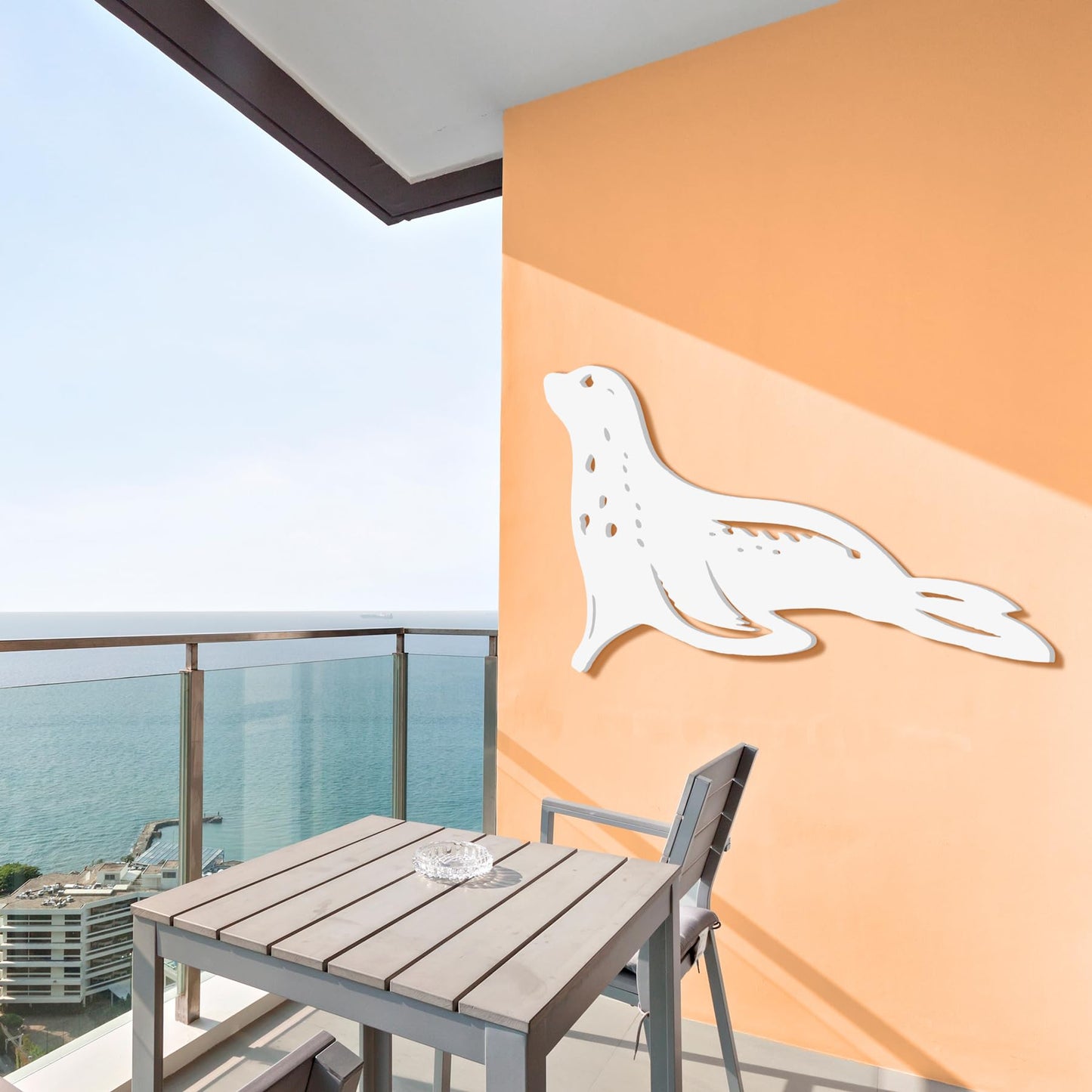Outdoor Seal Wall Decor, PVC Coastal Seal Decoration for Beach House & Ocean Art, Nautical Marine Animal Sign, Exterior Home Decor
