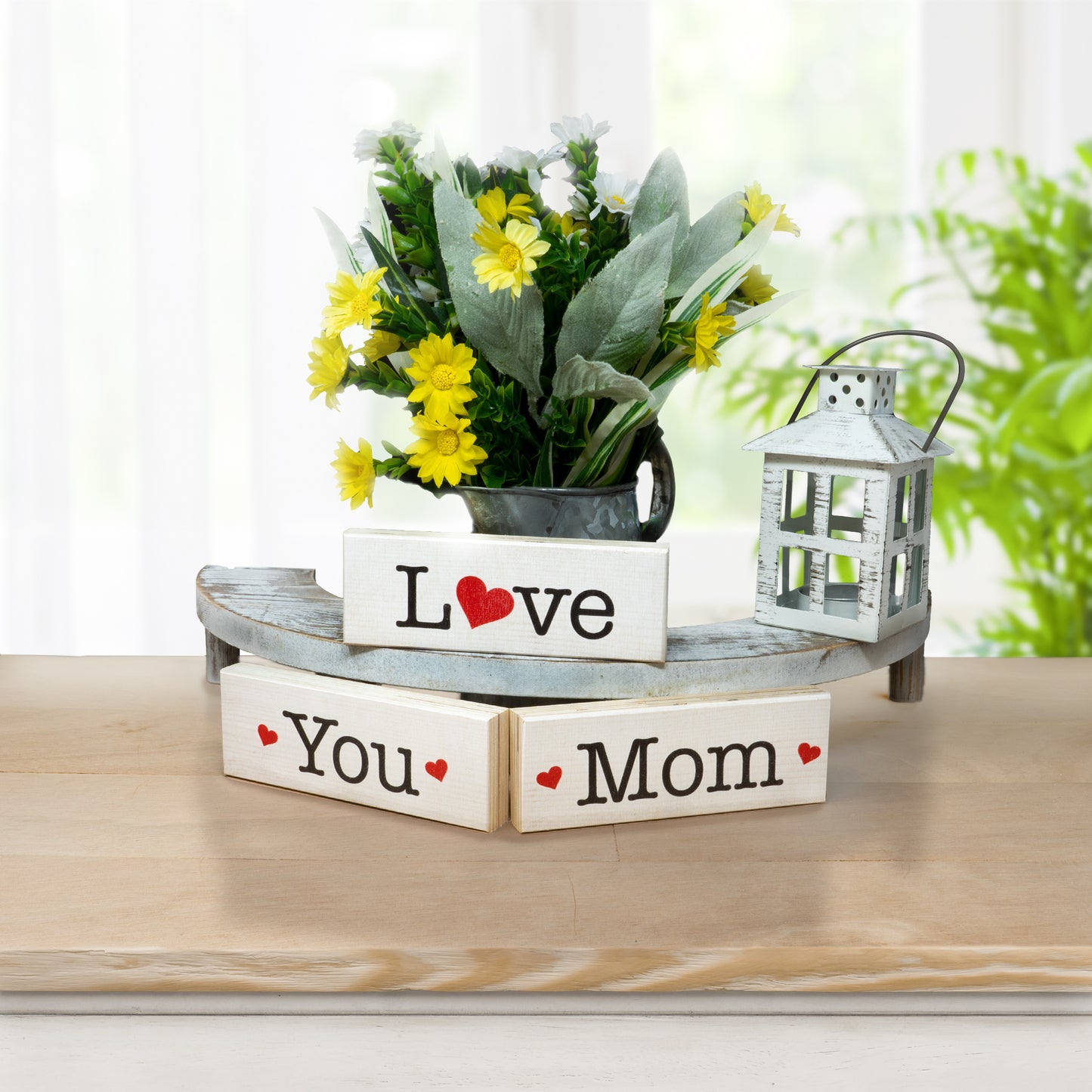 JennyGems Gifts for Mom, Love You Mom Gifts From Daughter Son, Birthday Gifts for Mom, Mom Birthday Gift Sign Decor, 3 Piece Mini Wood Block Set, Valentines Day Gift
