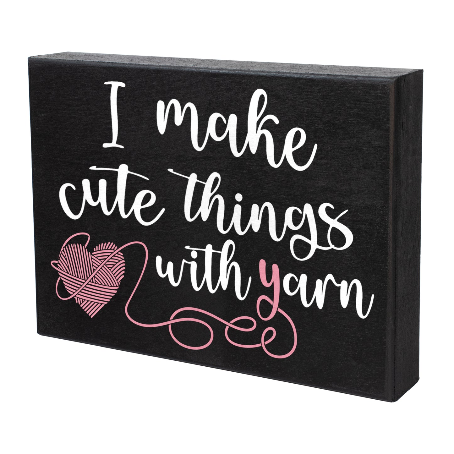 JennyGems Yarn Lovers Gifts, Yarn Sign Craft Room Decor, Crocheting Gifts, Knitting Gifts, 8x6 Inch Wood Sign, I Make Cute Things With Yarn, Gift for Knitters Crochet Lover