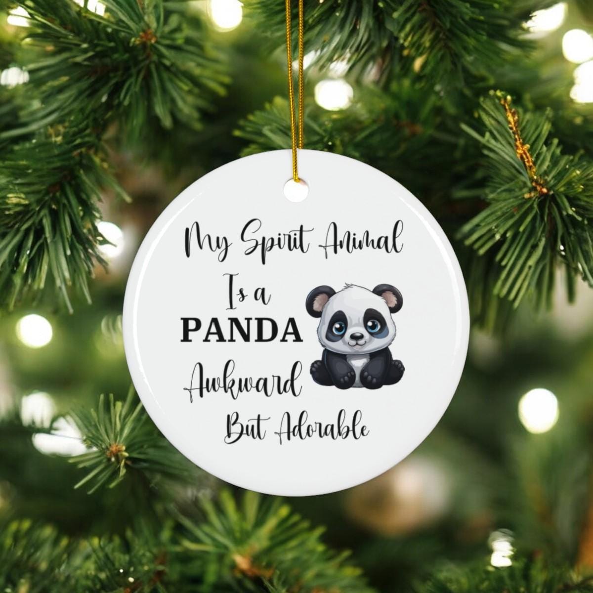 My Spirit Animal Is a Panda Ceramic Ornament, Funny Awkward But Adorable Gift, Cute Animal Christmas Tree Decoration, Panda Lover Ornament