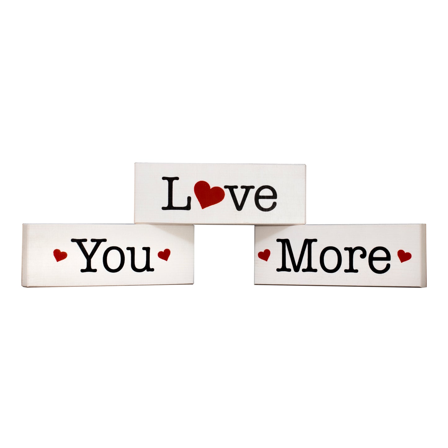 Valentines Day Decor, Love You More 3 Piece Wooden Block Sign Set