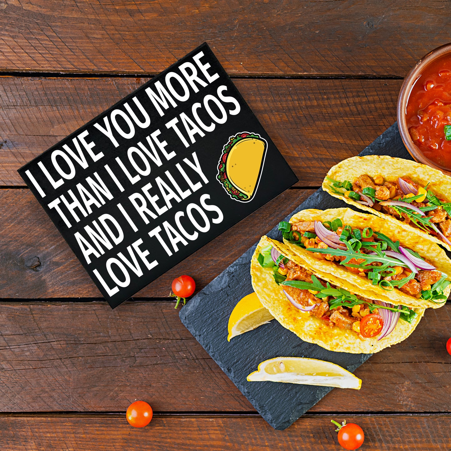 JennyGems I Love You More Than I Love Tacos and I Really Love Tacos Wood Sign, Tacos Decor, Funny Taco Gifts
