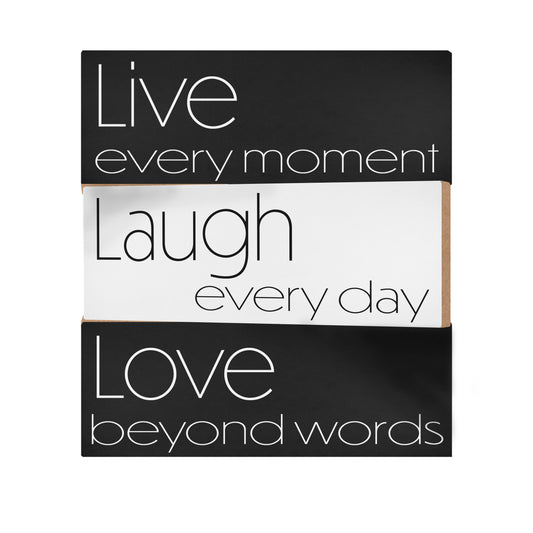 JennyGems Live Laugh Love Set of 3 Wood Block Signs, 5.5"x2" Each, Farmhouse Country Home Decor, Tiered Tray Decor, American Made