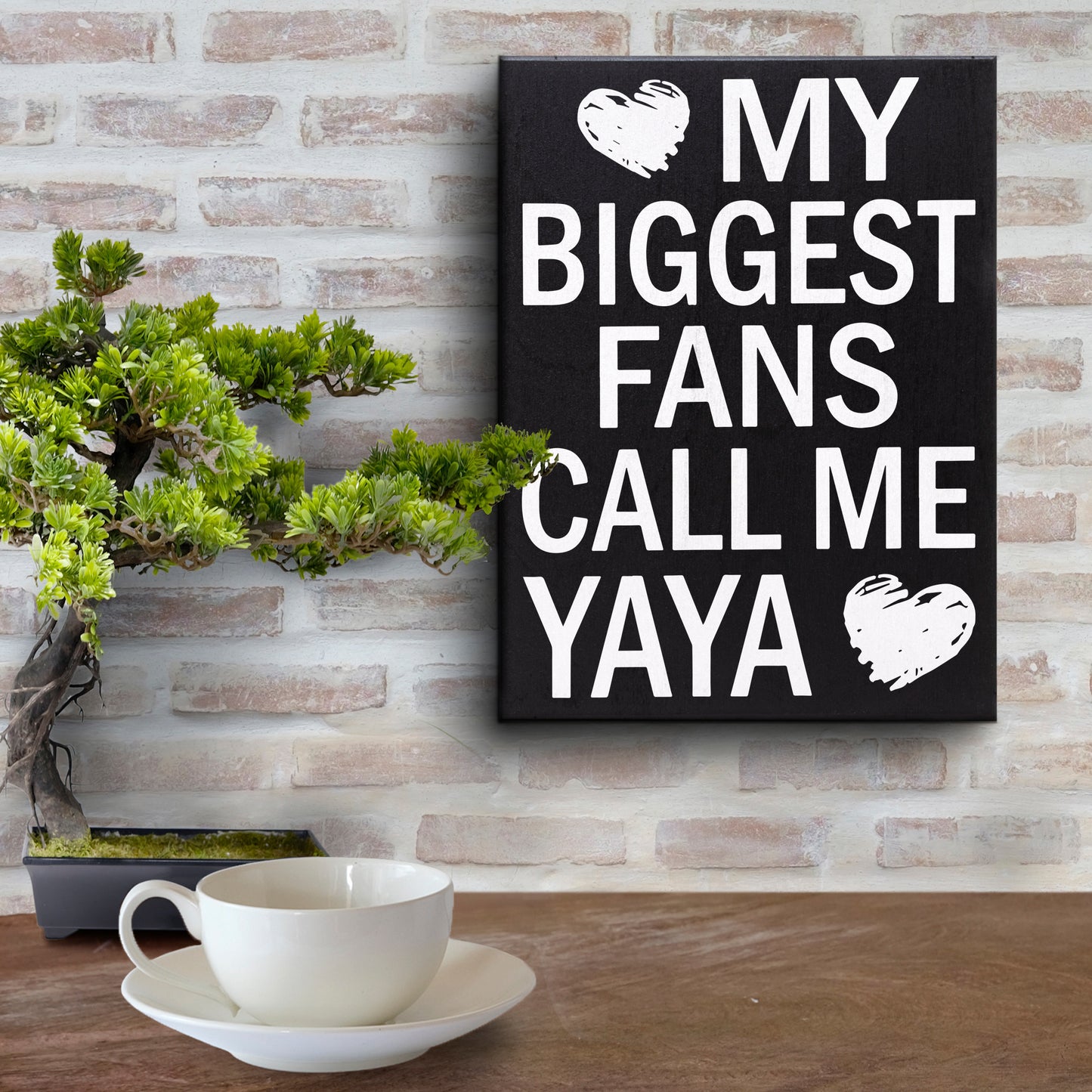 JennyGems Gifts for Yaya, Yaya Gifts from Grandkids, My Biggest Fans Call Me Yaya Wood Sign, Yaya Gifts for Christmas, Yaya Birthday Gifts