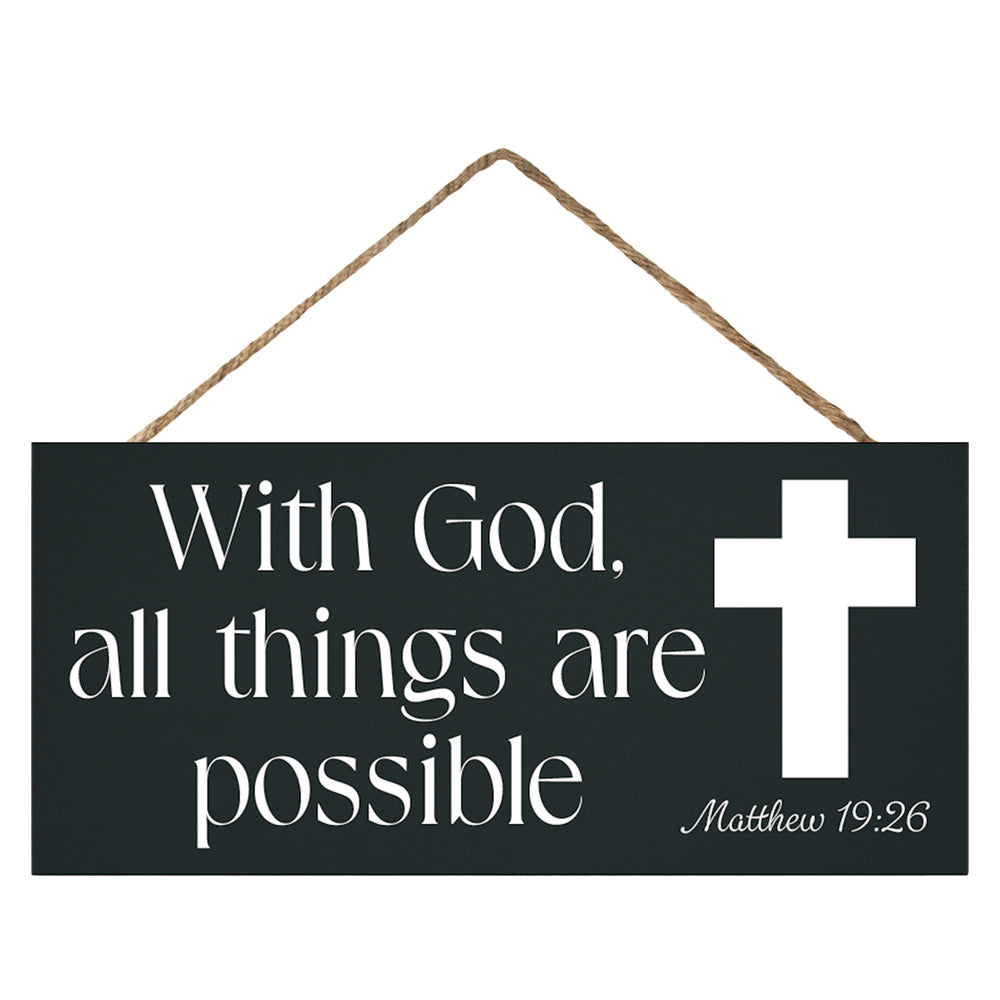 With God All Things Are Possible Inspirational Bible Verse Decor, Faith-Based Christian Home Decoration, Scripture Wall Art