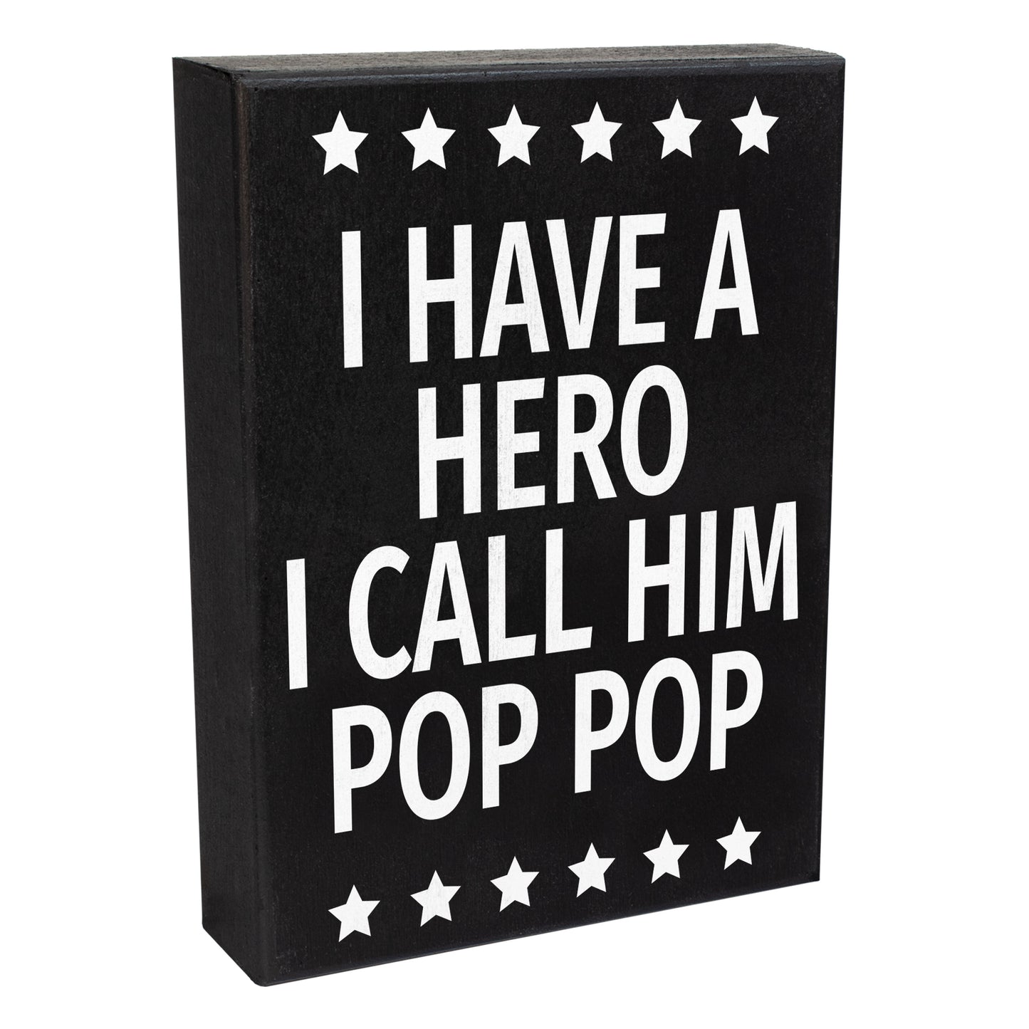 JennyGems Pop Pop Gifts from Grandson Granddaughter, Gifts for Pop Pop, I Have A Hero I Call Him Pop Pop Wood Sign, Gifts for Grandpa