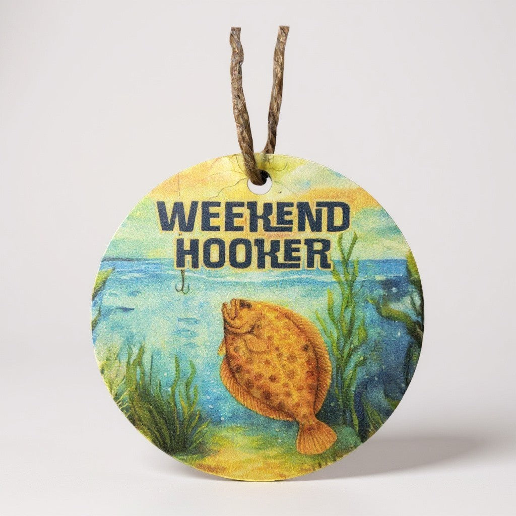 Weekend Hooker Fishing Ornament – Funny Fish Christmas Ornament for Fishermen, Anglers, Fishing Lovers, Coastal Decor, 4 Inch Round