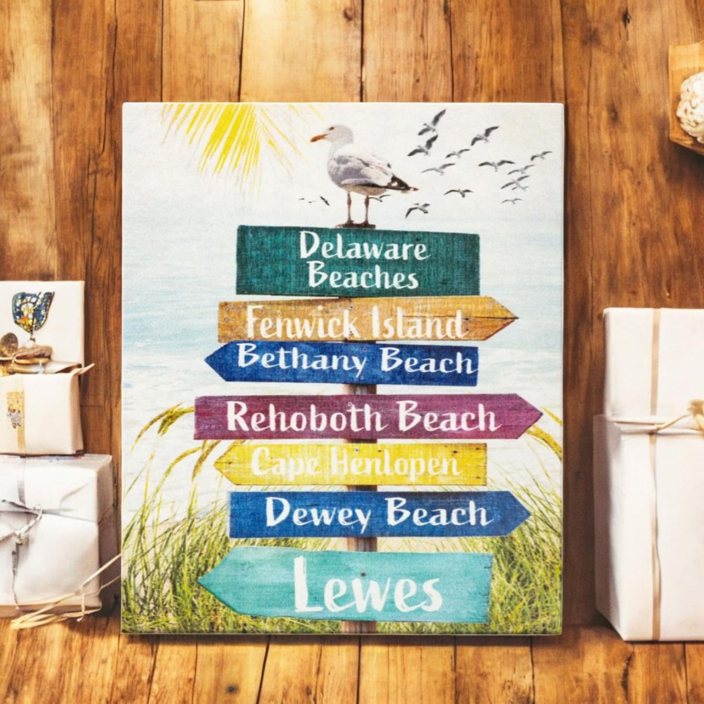 JennyGems Delaware Gifts and Souvenirs, Beach House Decor, Beach Directional Town Sign, Made in USA