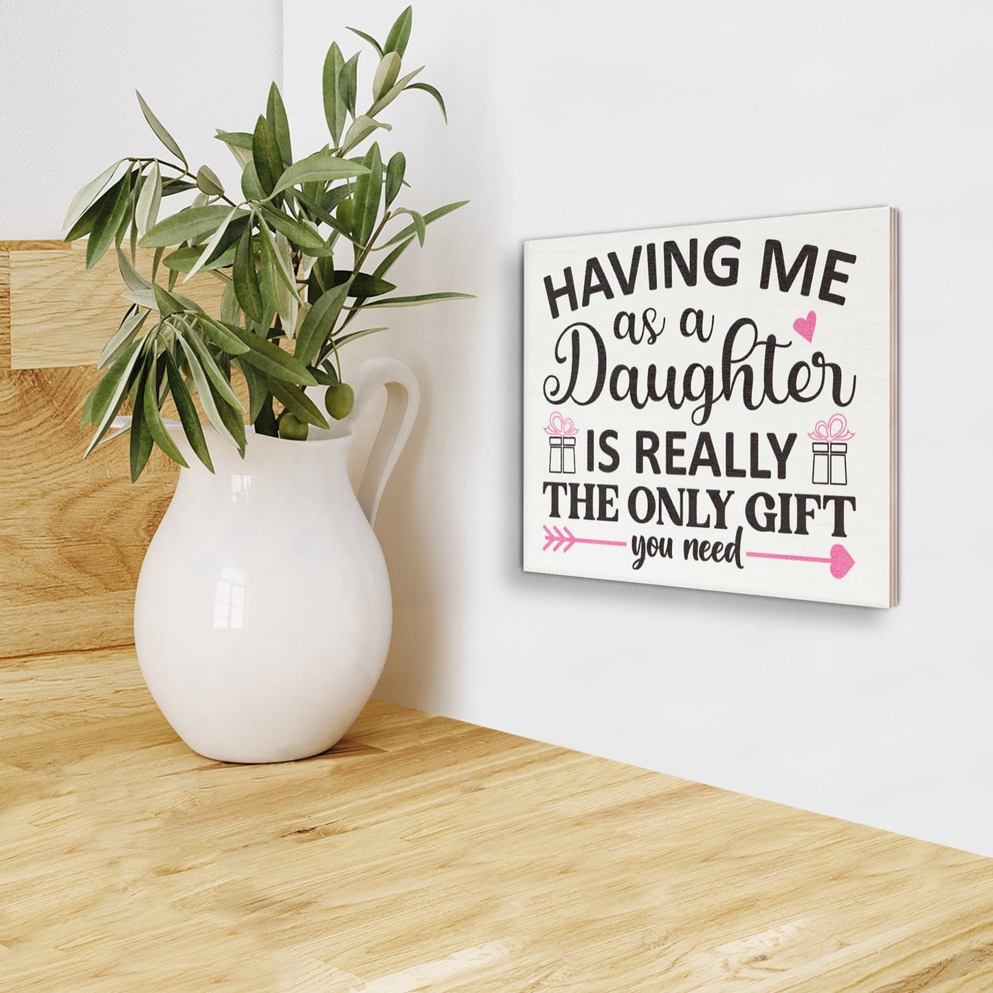 JennyGems Mom Gifts From Daughters, Mothers Day Gifts for Mom, Farmhouse Wall Decor, 7.25 x 6 Wooden Sign, Made in USA