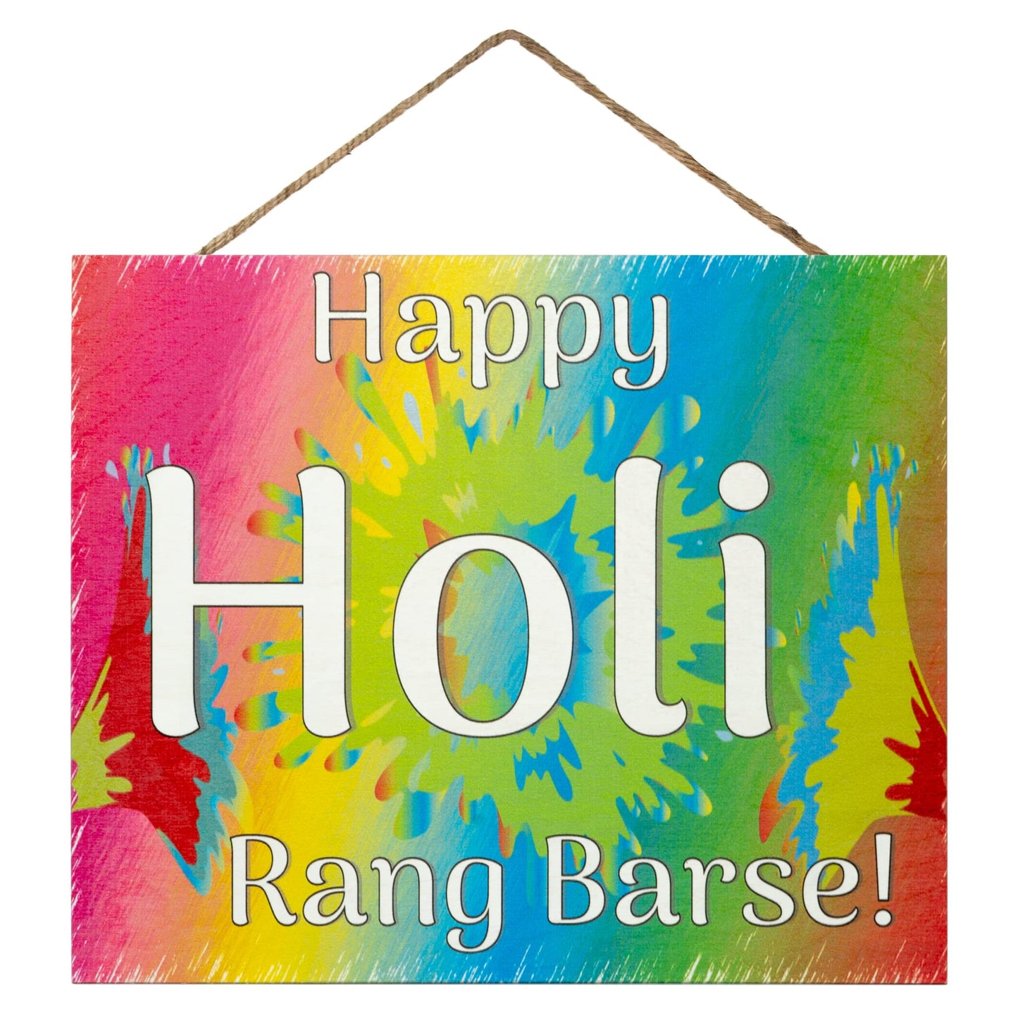 JennyGems Happy Holi Rang Barse Wooden Signs, Holi Decorations Party Supplies