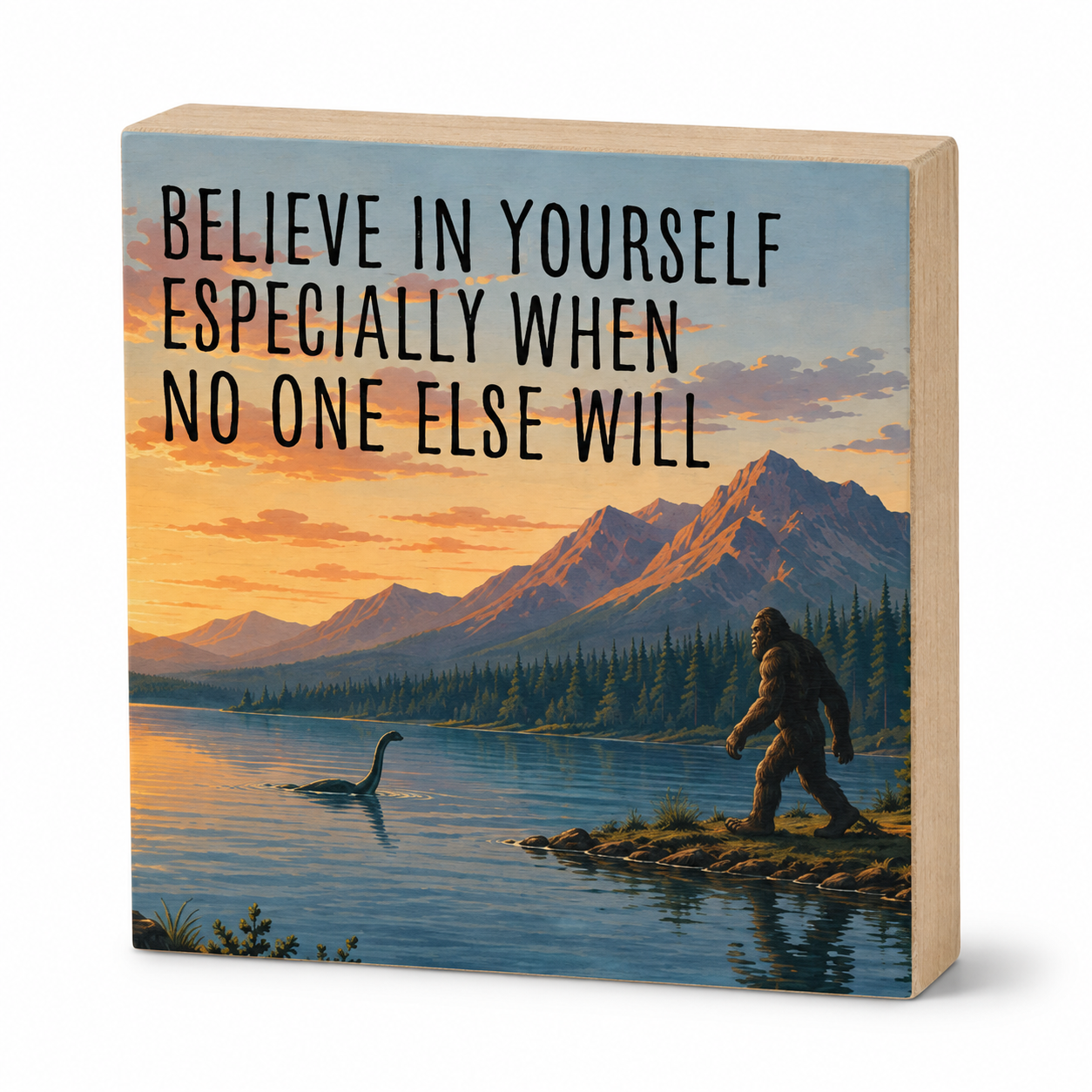 Bigfoot Inspirational Quote Sign, Believe in Yourself
