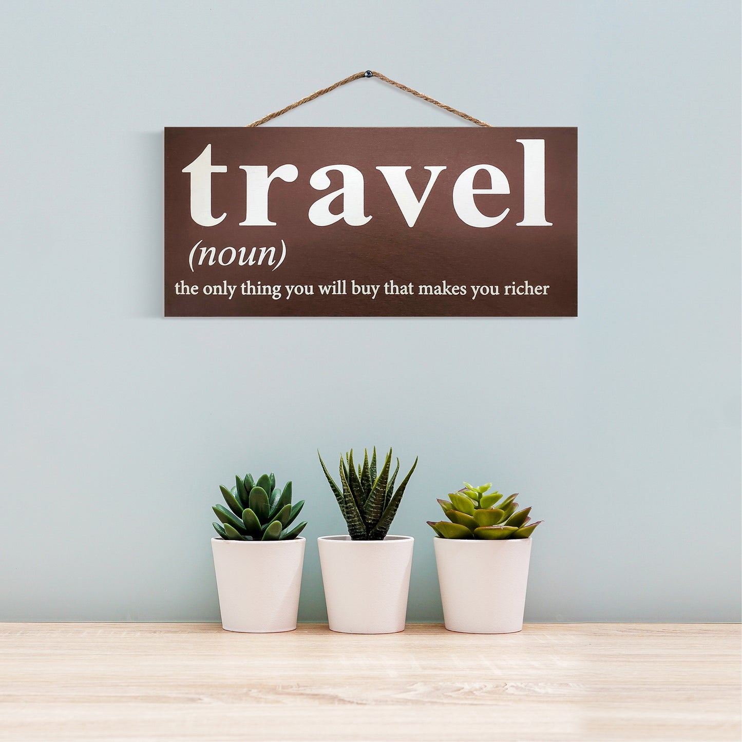 JennyGems Travel Sign, 13x6 Hanging Wood Wall Decor, Travel the Only Thing You Will Buy That Makes You Richer, Travel Gifts, Farmhouse Rustic Decor, Travel Themed Home Accent, Travel Room Decoration, Gifts for Travelers