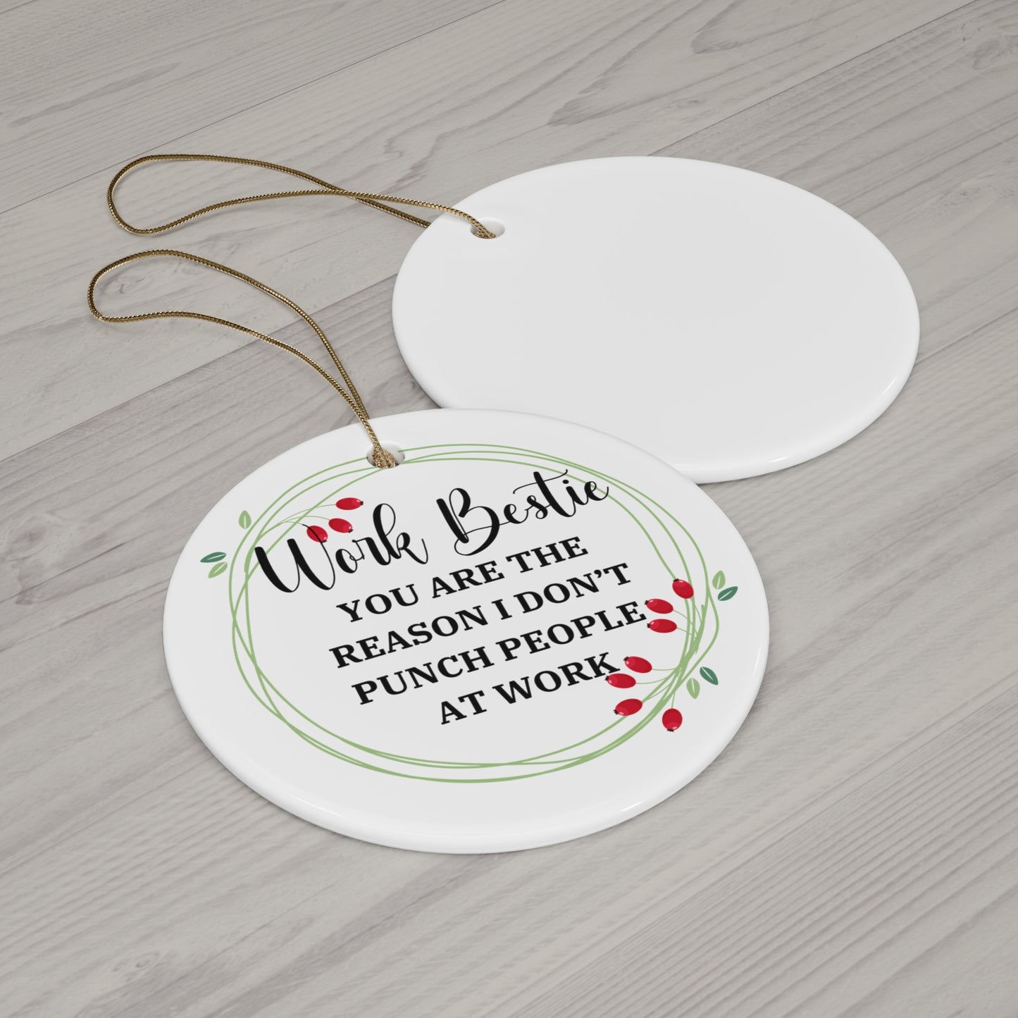 Work Bestie Ornament, Funny Office Gift, You're the Reason I Don't Punch People, Sarcastic Christmas Decoration, Work Friend Gift