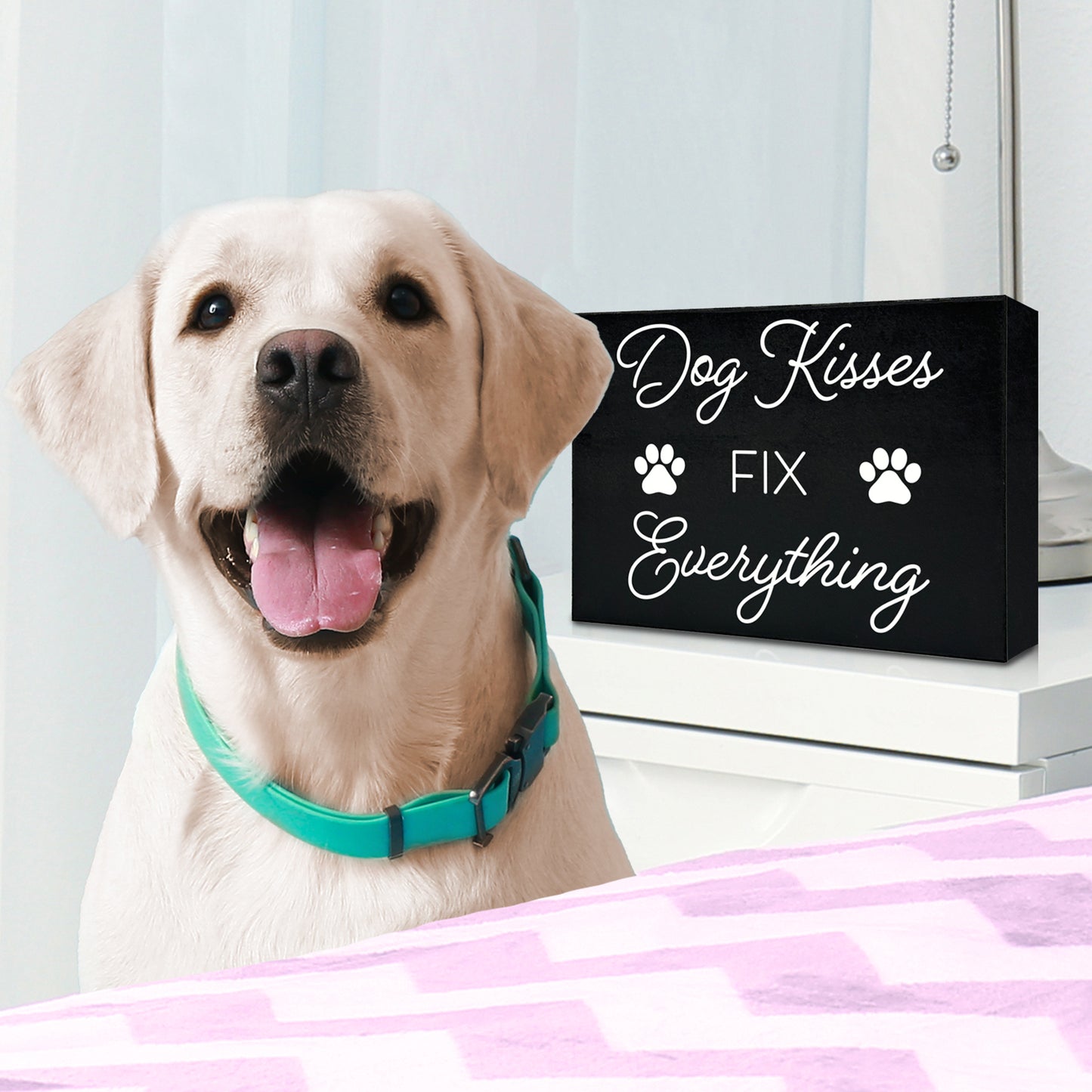 Dog Kisses Fix Everything Wooden Sign