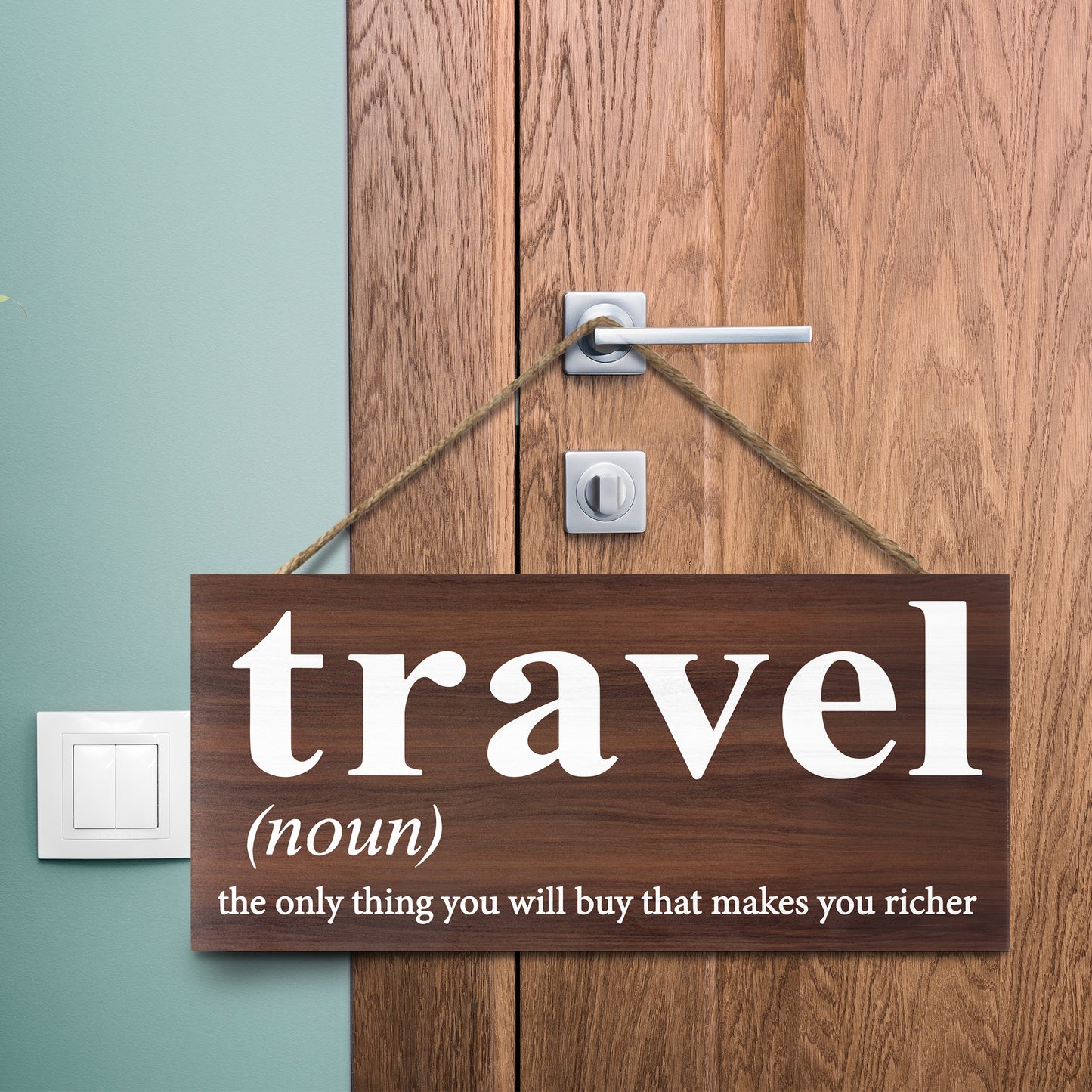 JennyGems Travel Sign, 13x6 Hanging Wood Wall Decor, Travel the Only Thing You Will Buy That Makes You Richer, Travel Gifts, Farmhouse Rustic Decor, Travel Themed Home Accent, Travel Room Decoration, Gifts for Travelers