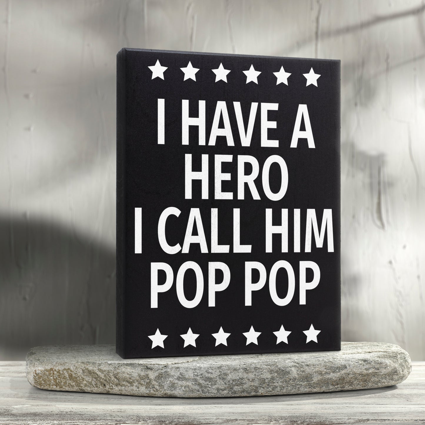 JennyGems Pop Pop Gifts from Grandson Granddaughter, Gifts for Pop Pop, I Have A Hero I Call Him Pop Pop Wood Sign, Gifts for Grandpa
