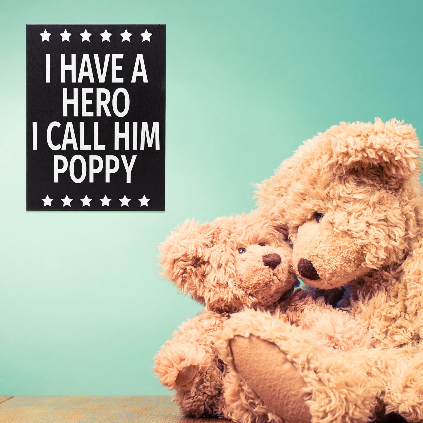 JennyGems Poppy Gifts from Grandson Granddaughter, Gifts for Poppy, I Have A Hero I Call Him Poppy Wood Sign, Poppy Christmas Presents