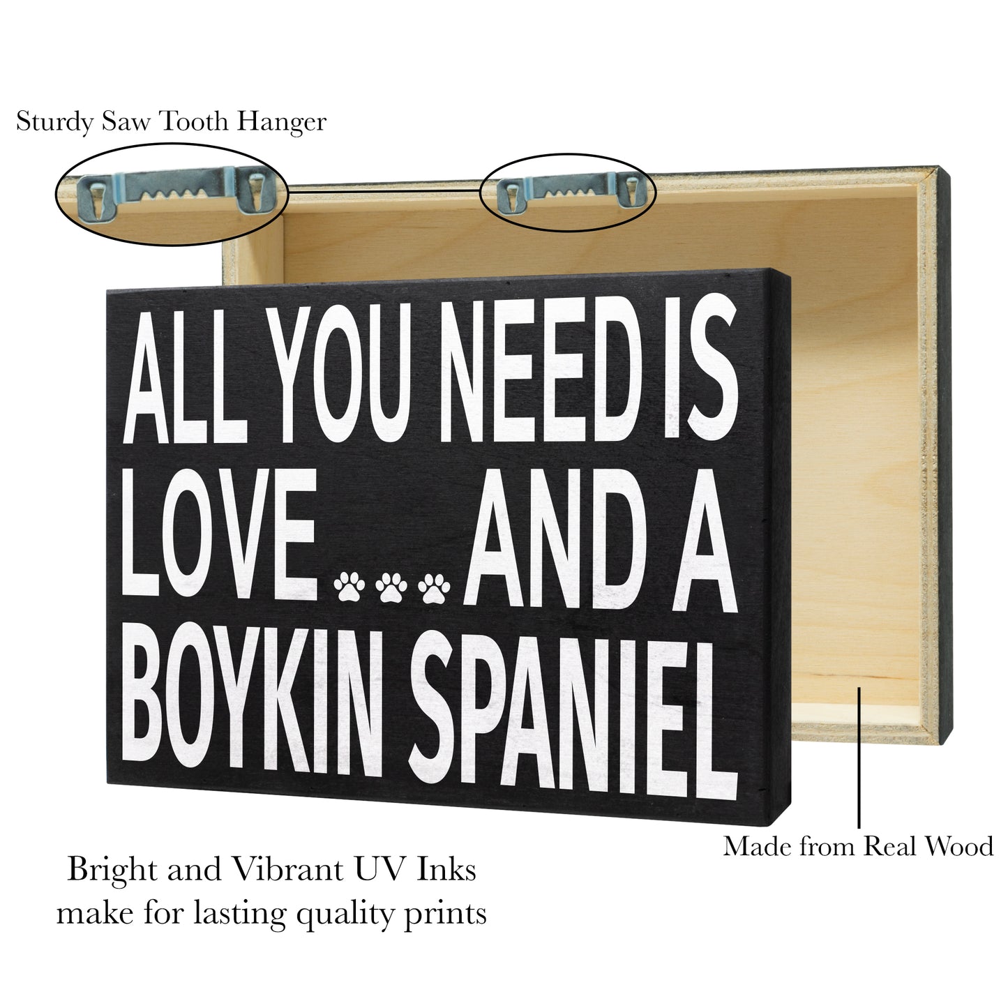 JennyGems Boykin Spaniel Gifts, All You Need Is Love and a Boykin Spaniel Wooden Sign, Boykin Spaniel Dog, Shelf Decor and Wall Hanging, Made in USA