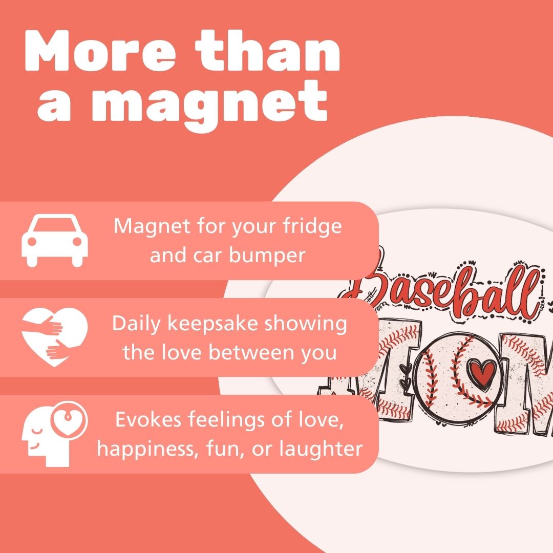 Baseball Mom Magnet - 4x6 Inch Oval for Car or Fridge | Proud Baseball Mom Gift, Made in USA