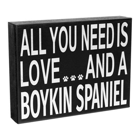 JennyGems Boykin Spaniel Gifts, All You Need Is Love and a Boykin Spaniel Wooden Sign, Boykin Spaniel Dog, Shelf Decor and Wall Hanging, Made in USA