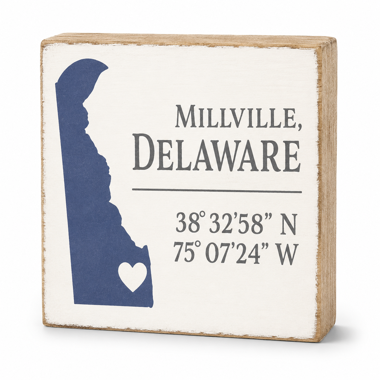 Millville Delaware Coordinates Sign: Coastal Wood Decor, Small Town Gift