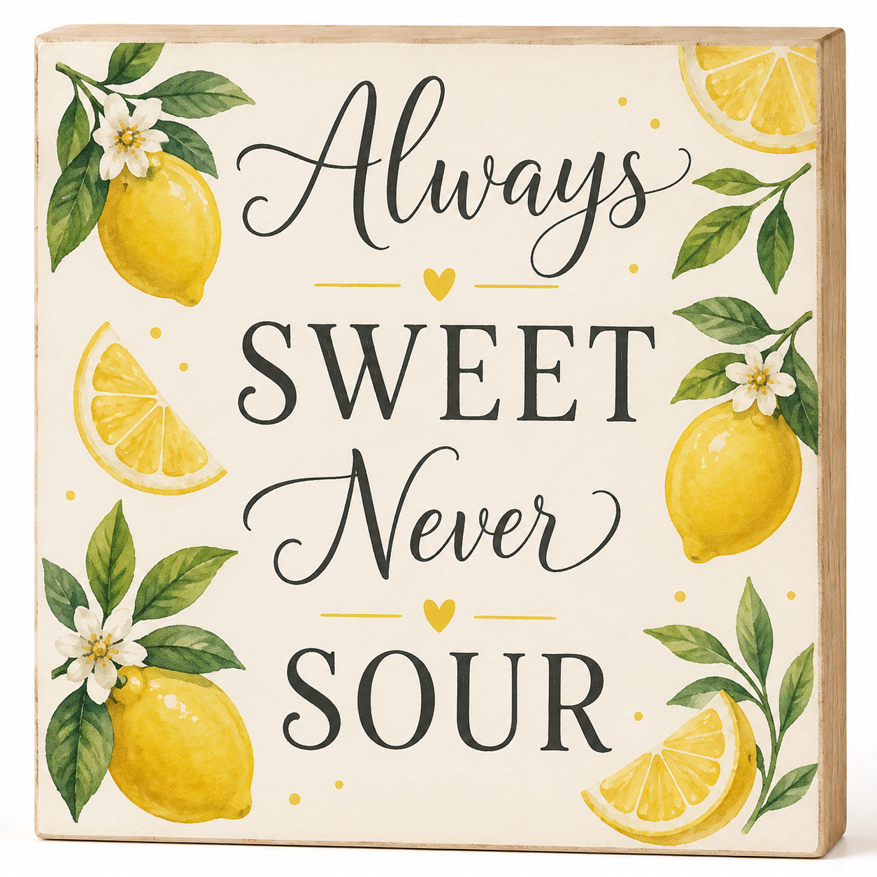 Always Sweet Never Sour Lemon Wooden Signs, Lemon Theme