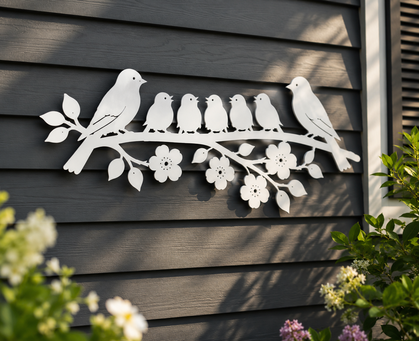 Bird Family on Branch Outdoor PVC