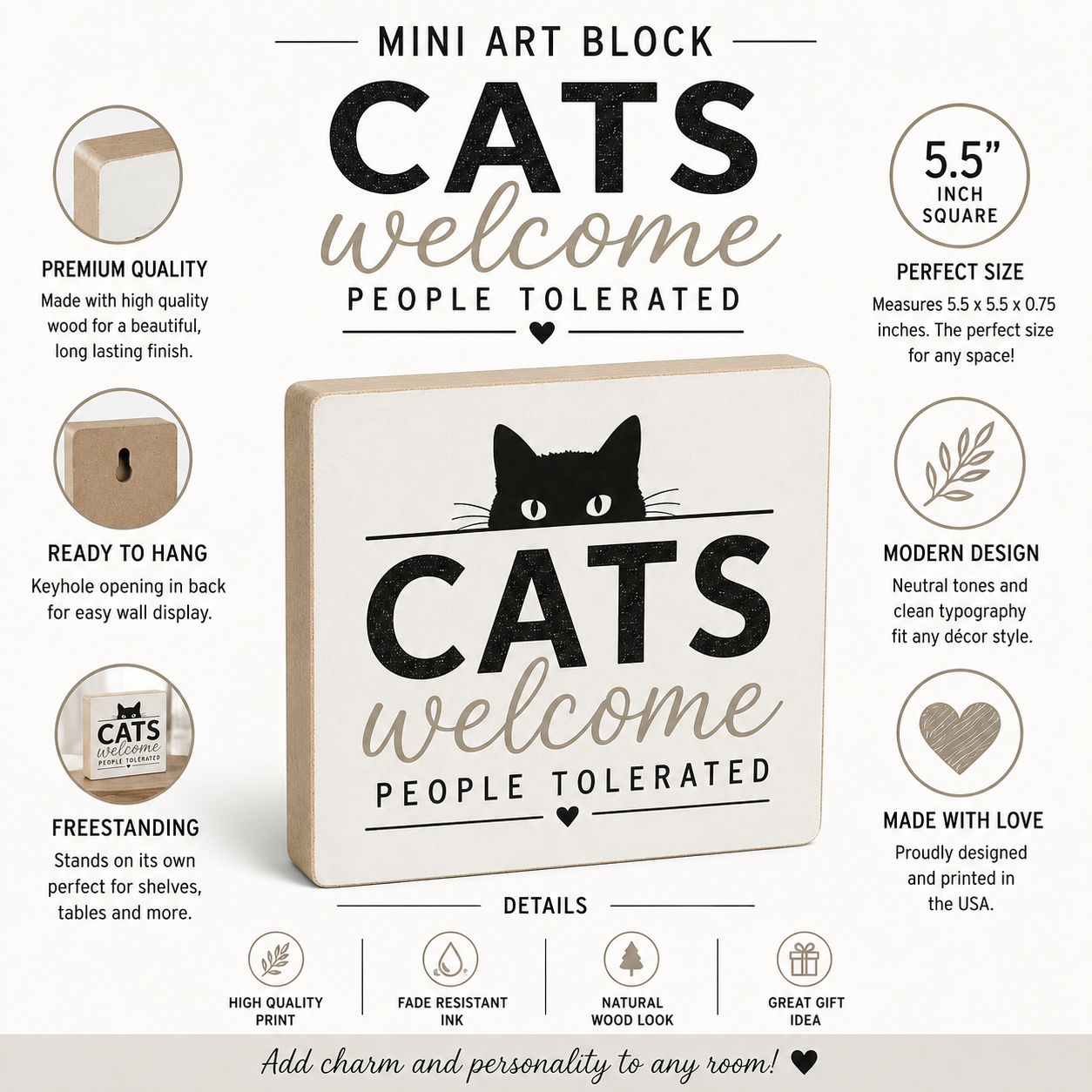 Cats Welcome People Tolerated Sign