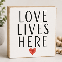 Valentine's Day Decor, Happy Valentines Day Wooden Sign, 7.25 x 6 Inches, Made in USA