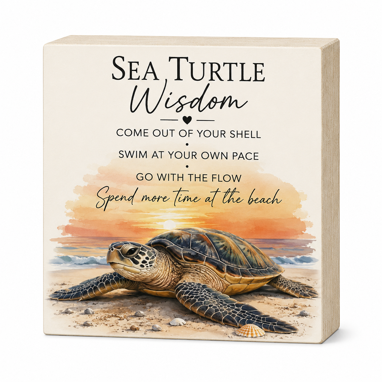 Sea Turtle Decor, Just Keep Swimming Wooden Sign, Ocean Theme Wall Art, Inspirational Quote, Made in USA (Sea Turtle Wisdom)