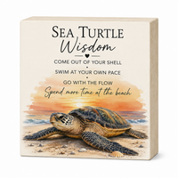 Sea Turtle Decor, Just Keep Swimming Wooden Sign, Ocean Theme Wall Art, Inspirational Quote, Made in USA