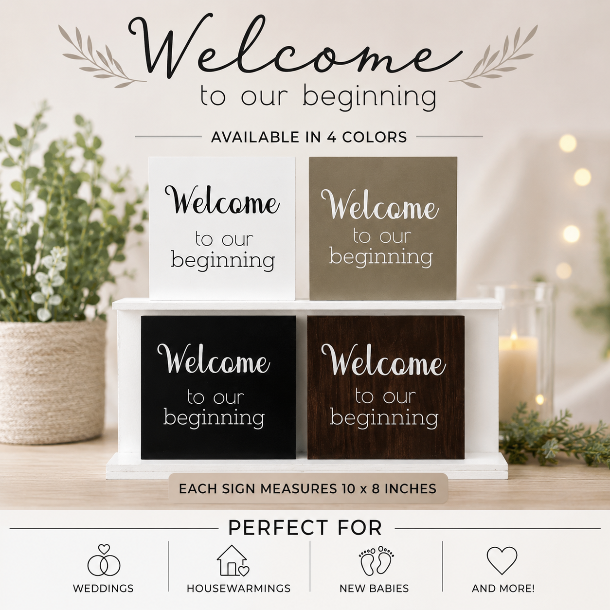 Welcome to the Beginning Sign: Minimalist Wood Wedding & Housewarming Decor