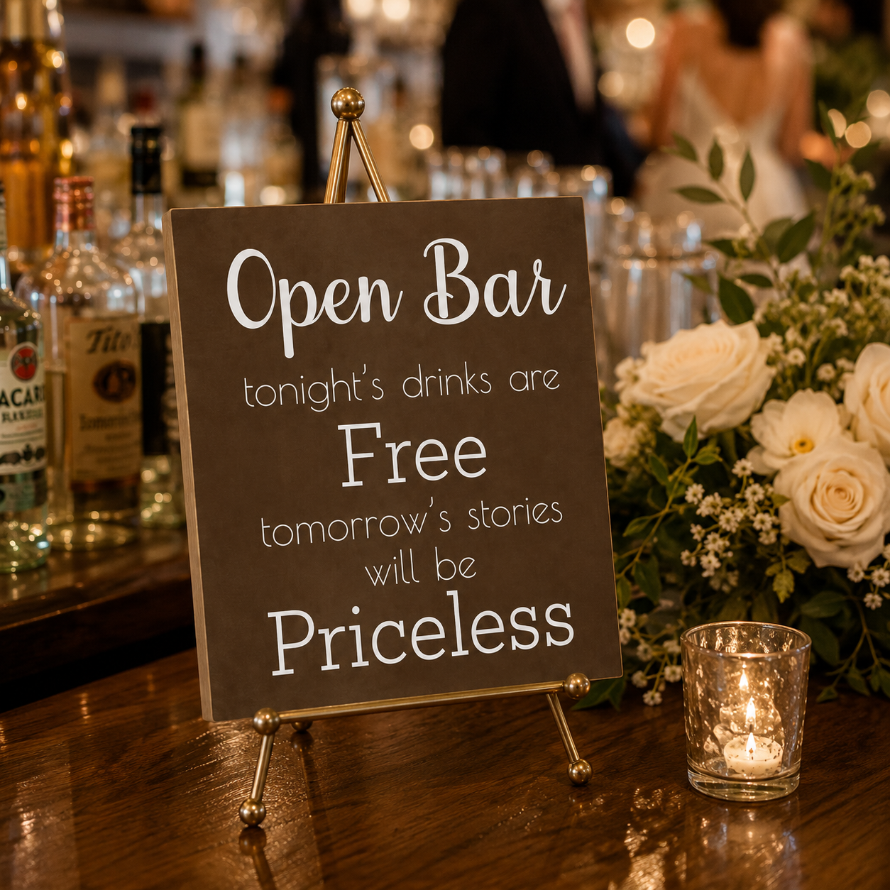 Open Bar Sign – Funny Wedding & Event Decor, Wood Bar Sign, 9x11 Inch