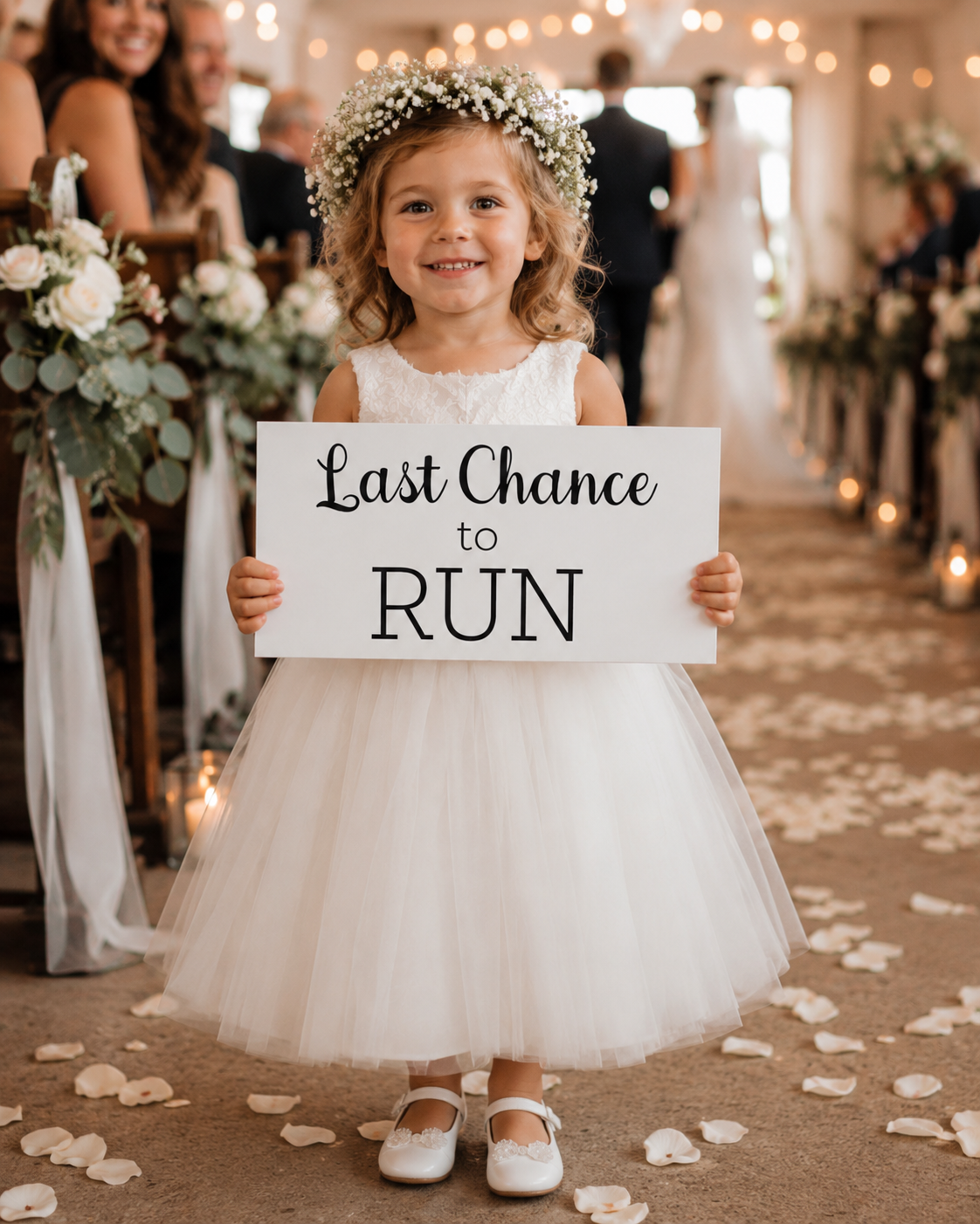 Last Chance to Run Ring Bearer Sign, Wedding