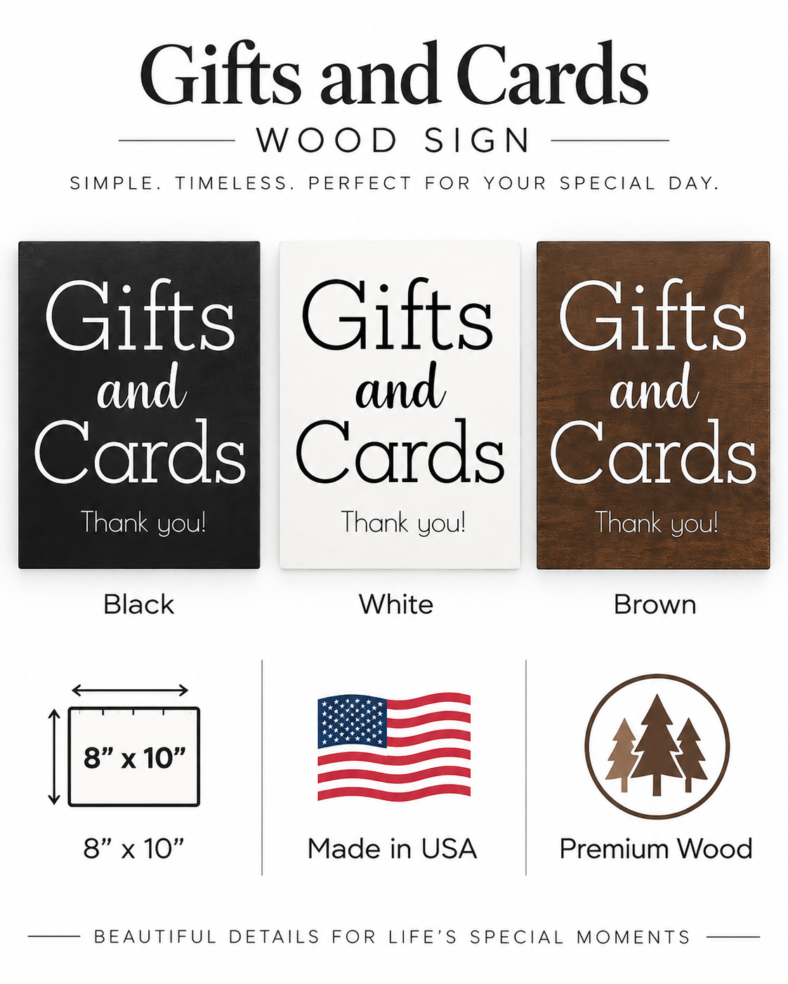 Gifts and Cards Sign for Wedding, Wooden Sign