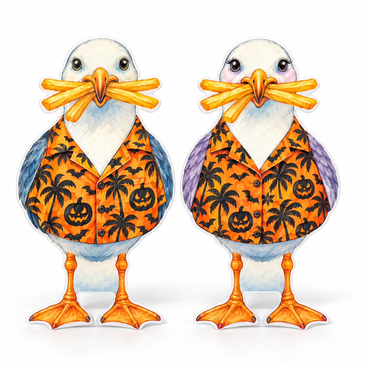 Halloween Tourists Beach Coastal Decor - Set of 2, Coastal Garden Decor, 12 Inch PVC Sully and Sally
