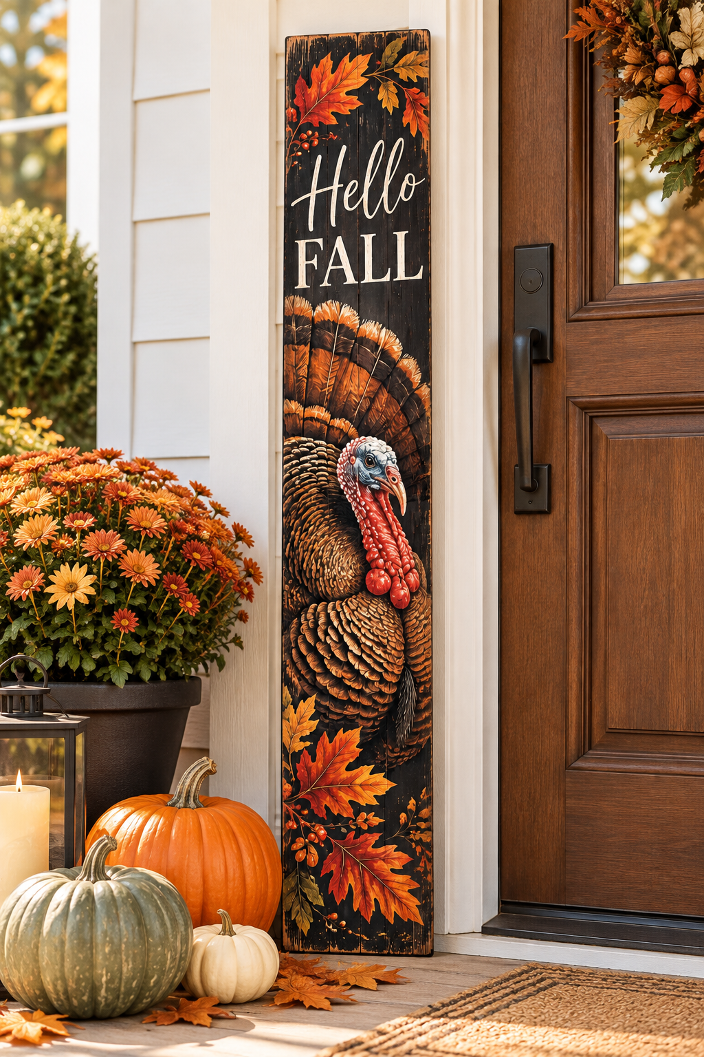 Hello Fall Turkey PVC porch board porch