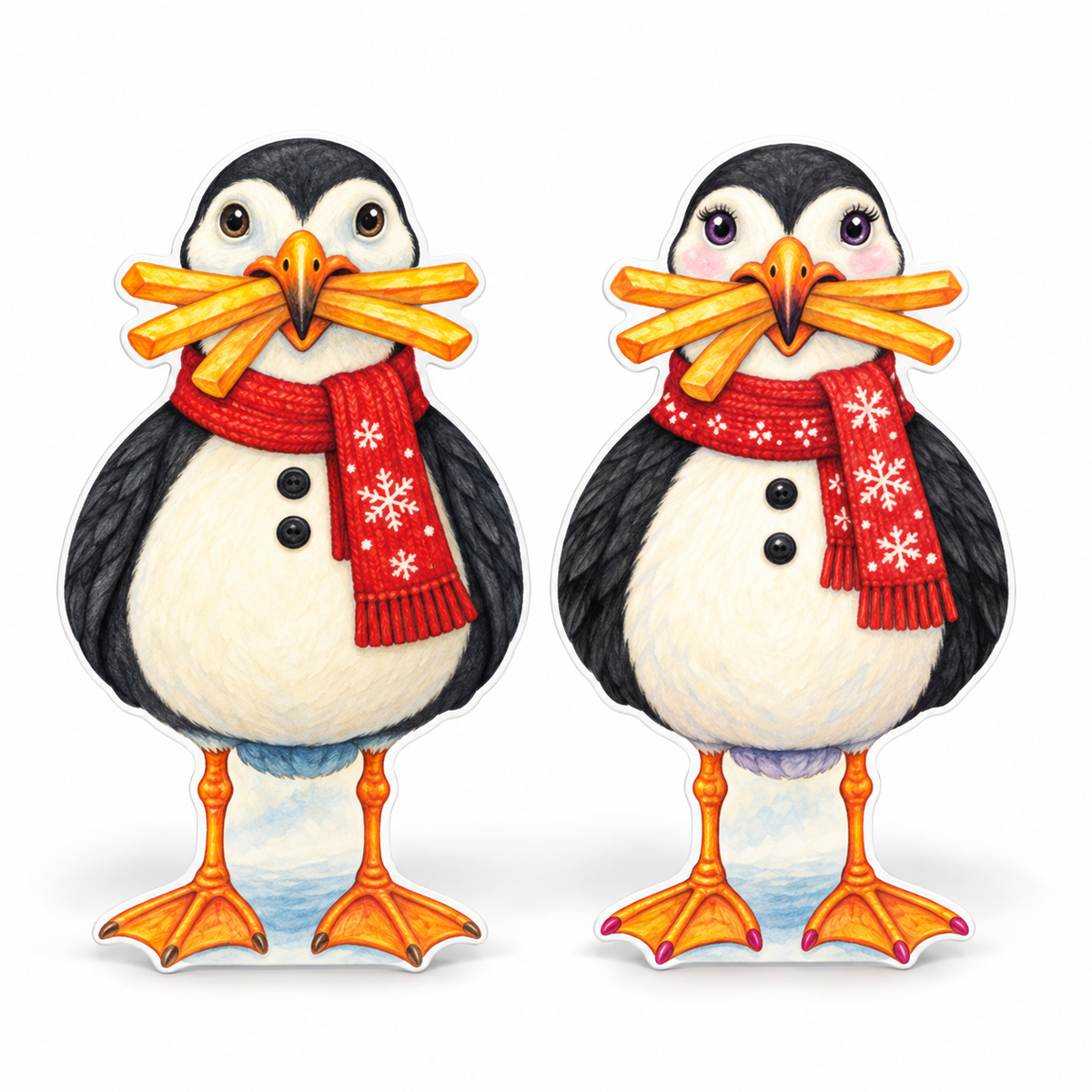 Winter Coastal Beach Yard Signs, Set of 2, Garden Decor, 12 Inch PVC Sully and Sally