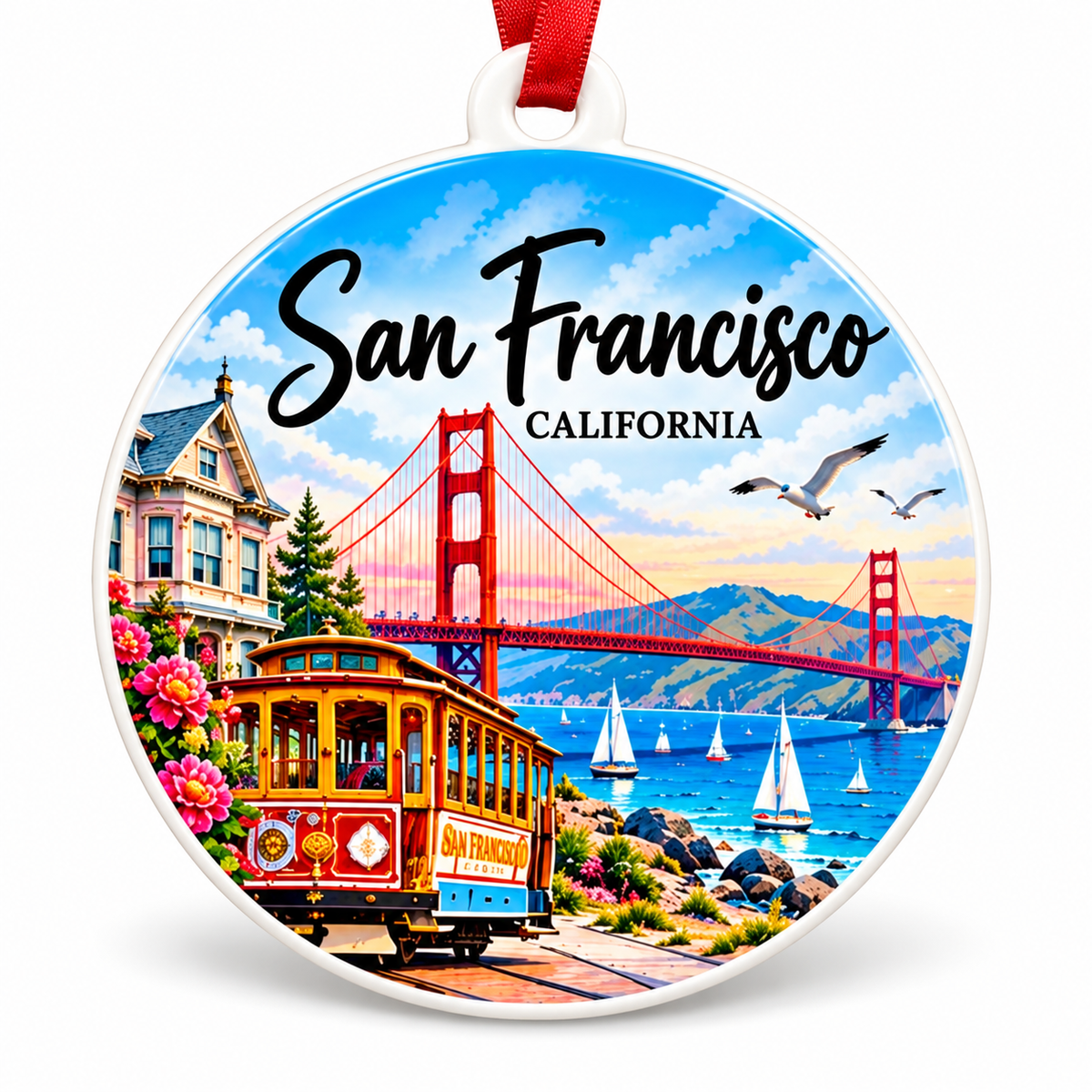 San Francisco California Christmas Ornament - PVC Travel Souvenir