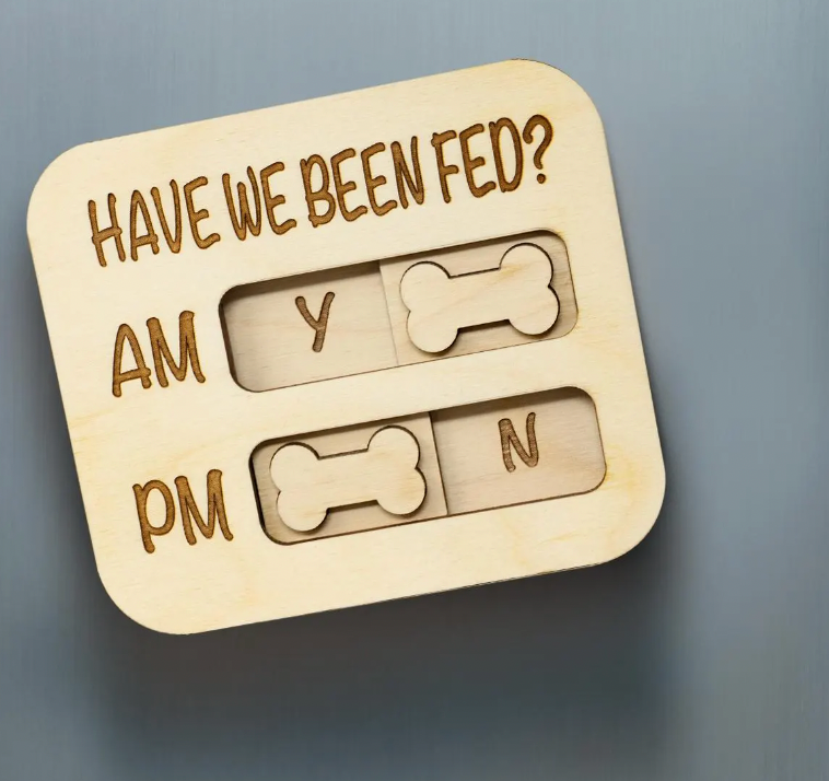Did You Feed the Dog? AM/PM Flip Sign Magnet – Dog Feeding Tracker, Feeder Reminder, Daily Pet Care Chart, More than One Dog