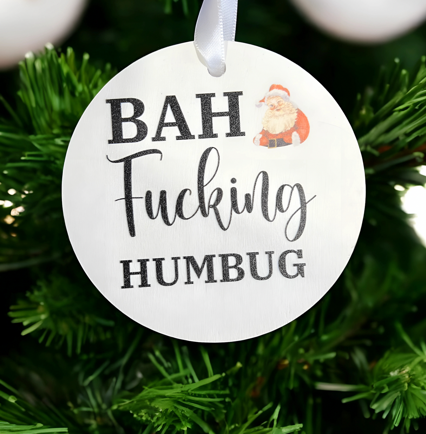 Set of 4 Offensive Funny Ornaments – F Word Gift Box with Curse Words, Warning - Not Your Grandma's Ornaments