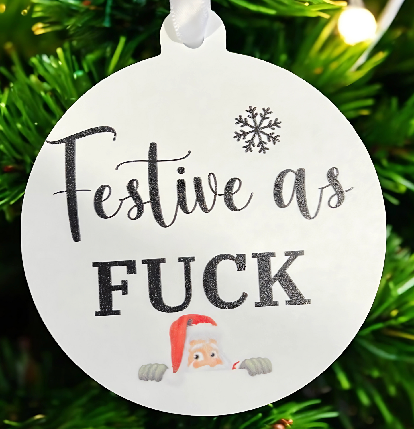 Set of 4 Offensive Funny Ornaments – F Word Gift Box with Curse Words, Warning - Not Your Grandma's Ornaments