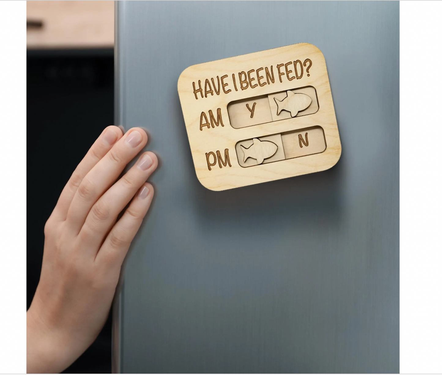 Cat Feeding Reminder Magnet, Have I Been Fed, Cat Feeding Tracker AM PM, Feed the Cat, Wooden Reminder Slider for Fridge (Copy)