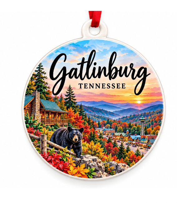 Gatlinburg Tennessee Christmas Ornament - PVC Travel Souvenir