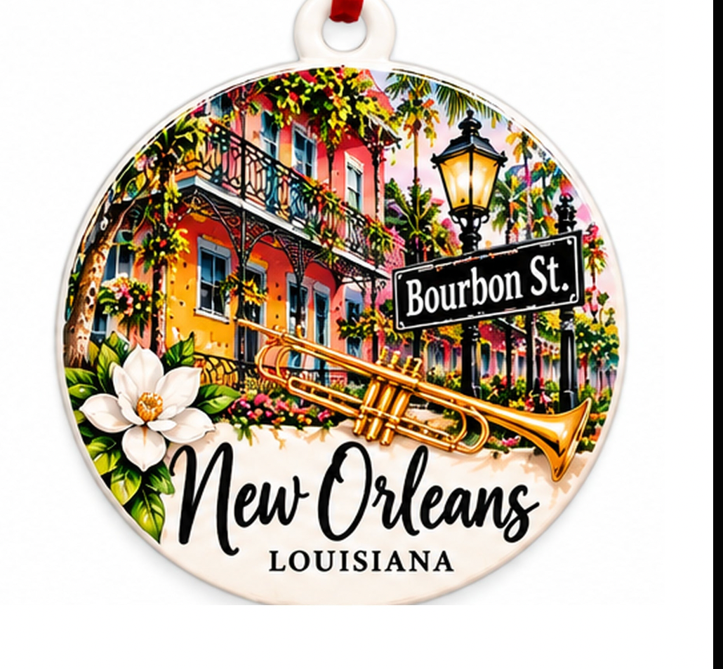 New Orleans Louisiana Christmas Ornament - PVC Travel Souvenir